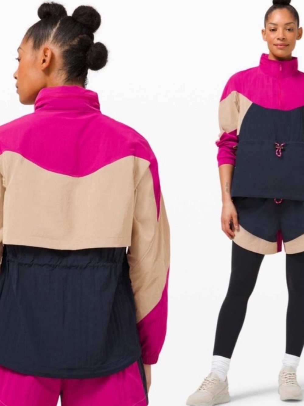 lululemon | Evergreen Anorak Pullover Windbreaker Jacket Pink Tan Blue | Size 12